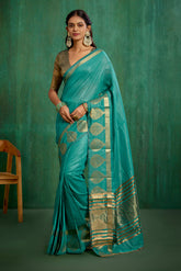 Elegant Green Cotton Silk Woven Ready to Wear Saree - Perfect for Any Occasion-RTW-2601
